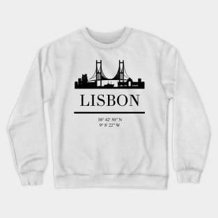 LISBON PORTUGAL BLACK SILHOUETTE SKYLINE ART Crewneck Sweatshirt